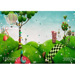  FUNDO FOTOGRÁFICO EM MALHA ALICE NO PAÍS DAS MARAVILHAS REF.3992